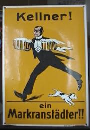 Werbeschild aus Email